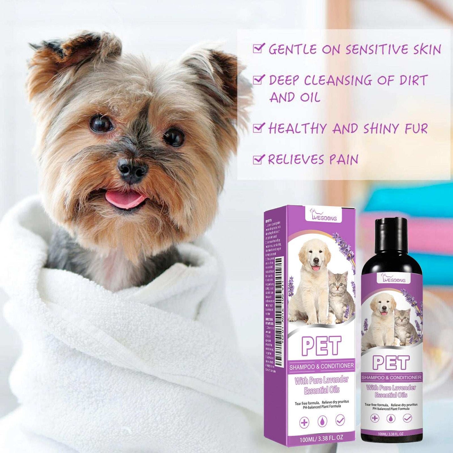 Pet Shampoo & Conditioner with Pure Lavender Essential Oils - Purrfect Pet Haven
