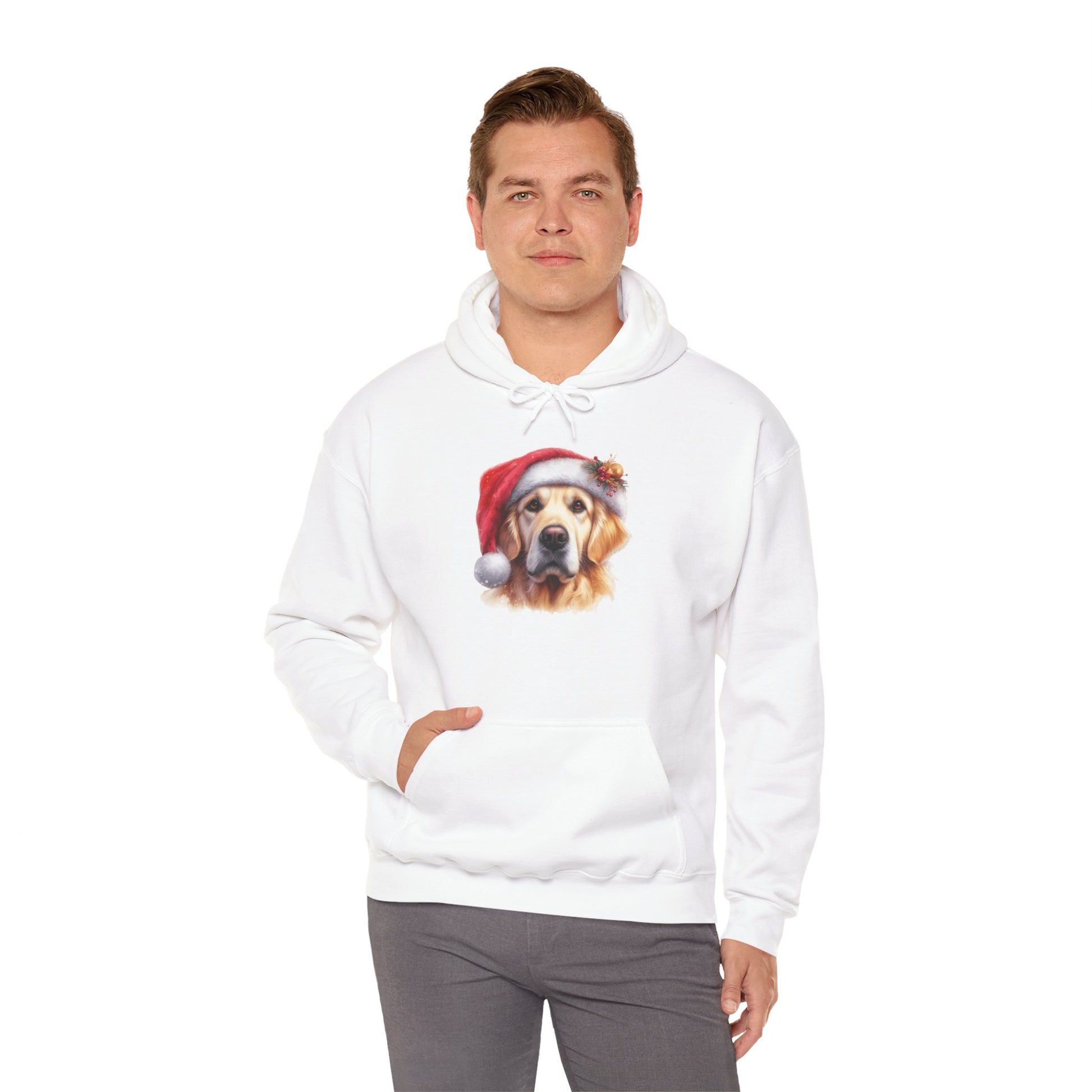 Christmas Hoodie - Golden Retriever in Santa Hat - Purrfect Pet Haven