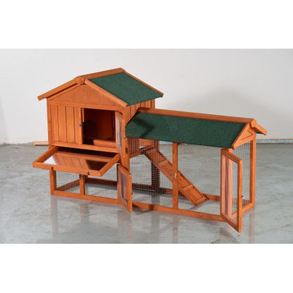 Rabbit Hutch - 2-Story Outdoor Wooden Cage - Purrfect Pet Haven
