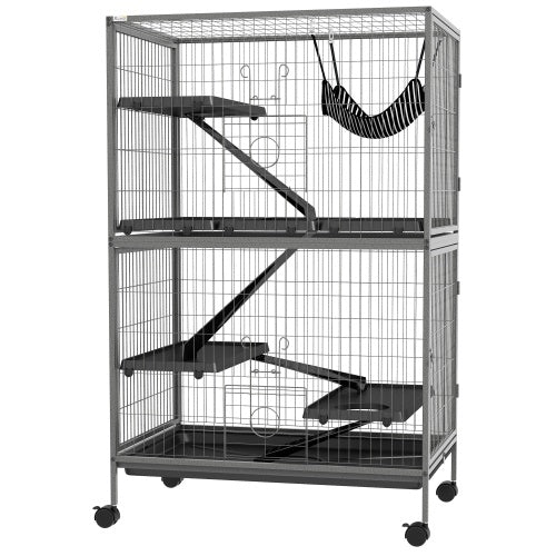 5-Tier Ferret Cage - 50" Tall with Rolling Wheels - Purrfect Pet Haven