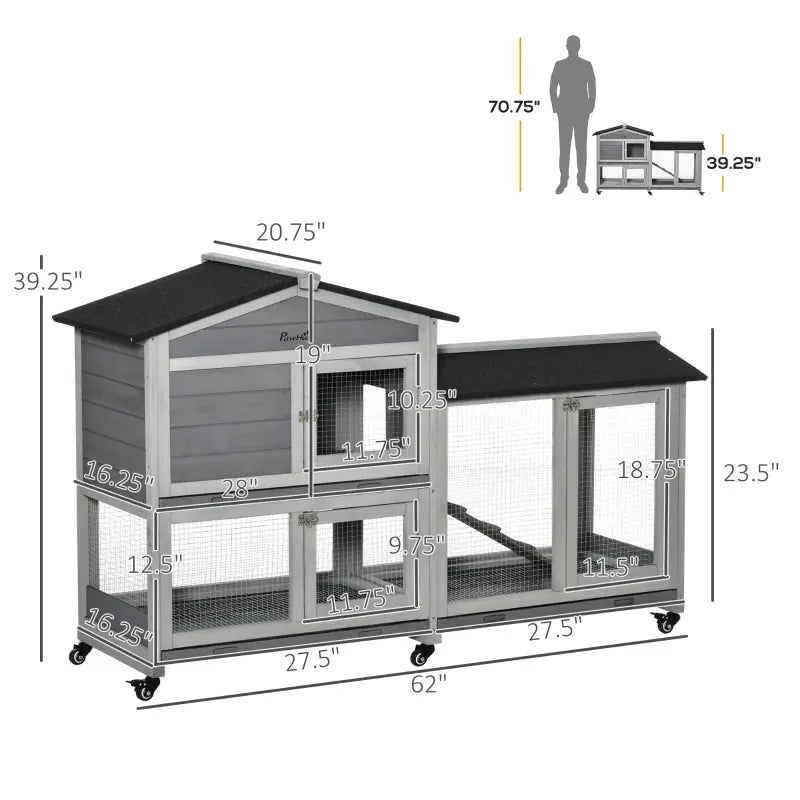 Rabbit Hutch - Large Outdoor with Wheels & Dual Runs - Purrfect Pet Haven