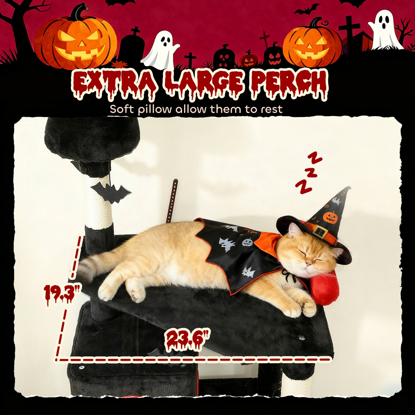 Gothic Cat Tree 78" - Castle Tower with Coffin Bed & Condos - Purrfect Pet Haven