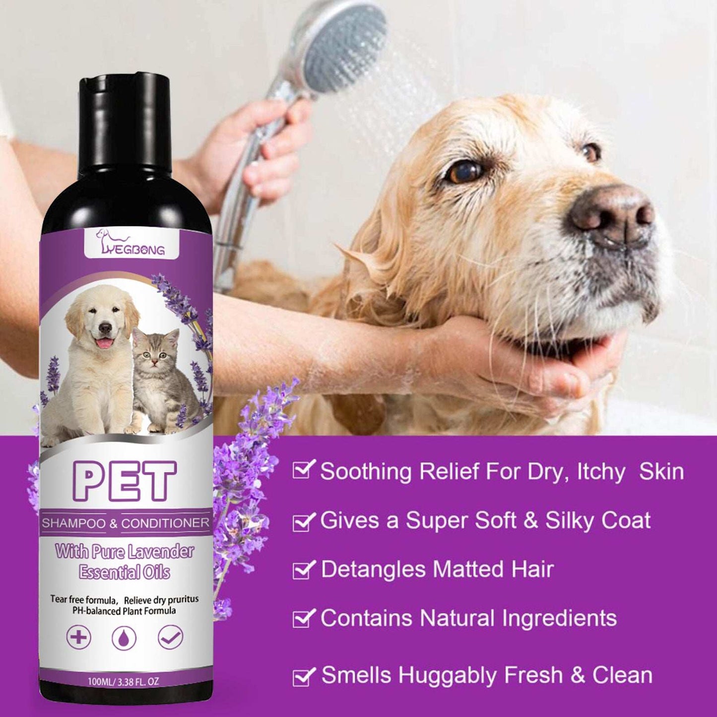Pet Shampoo & Conditioner with Pure Lavender Essential Oils - Purrfect Pet Haven