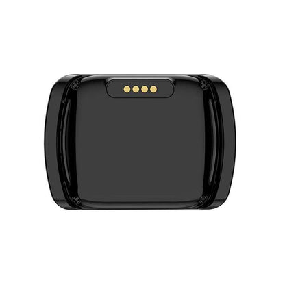 Black electronic device with a glossy finish on a white background