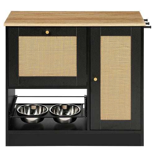 Elevated Dog Bowl Stand - 2 Bowls with Storage Cabinet - Purrfect Pet Haven