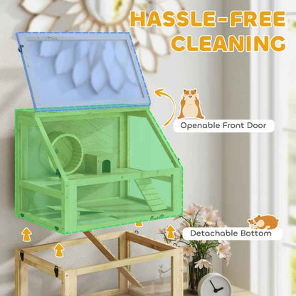 Wooden Hamster Cage - 3 Tier Detachable Bottom