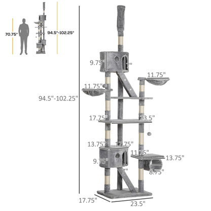 Floor Standing Cat Tree - Height Adjustable Tower - Purrfect Pet Haven