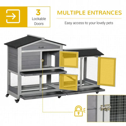 Rabbit Hutch - Large Outdoor with Wheels & Dual Runs - Purrfect Pet Haven