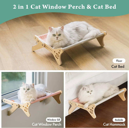 Cat Window Perch & Hammock - Adjustable 2-in-1 Sunbathing Seat For Indoor Cats - Purrfect Pet Haven