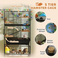Hamster Cage 5 Tier - Large Rolling Habitat with Tubes - Purrfect Pet Haven