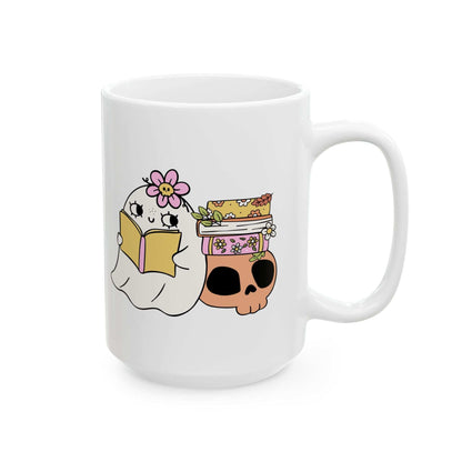 Cute Ghost Ceramic Mug | Coffee Cup for Book Lovers | Halloween Decor | Gift for Readers - Purrfect Pet Haven