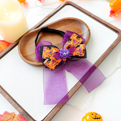 Pet Halloween Bow Tie Collar - Pumpkin Ghost Spider Costume