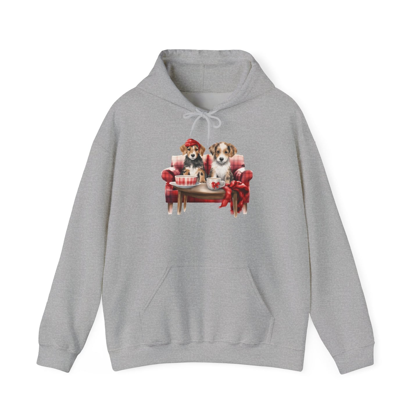 Christmas Hoodie - Festive Puppies on Sofa Design - Purrfect Pet Haven