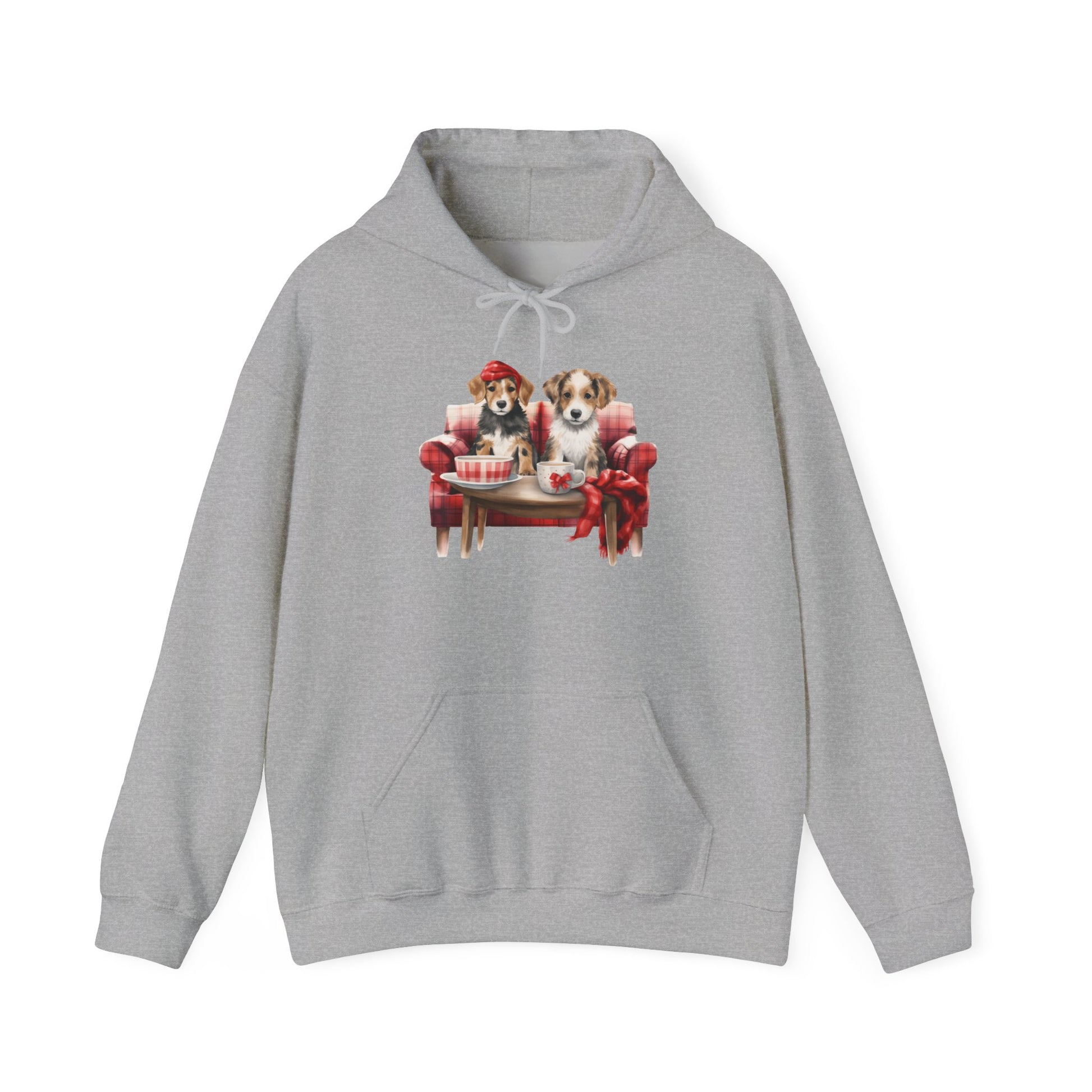 Christmas Hoodie - Festive Puppies on Sofa Design - Purrfect Pet Haven