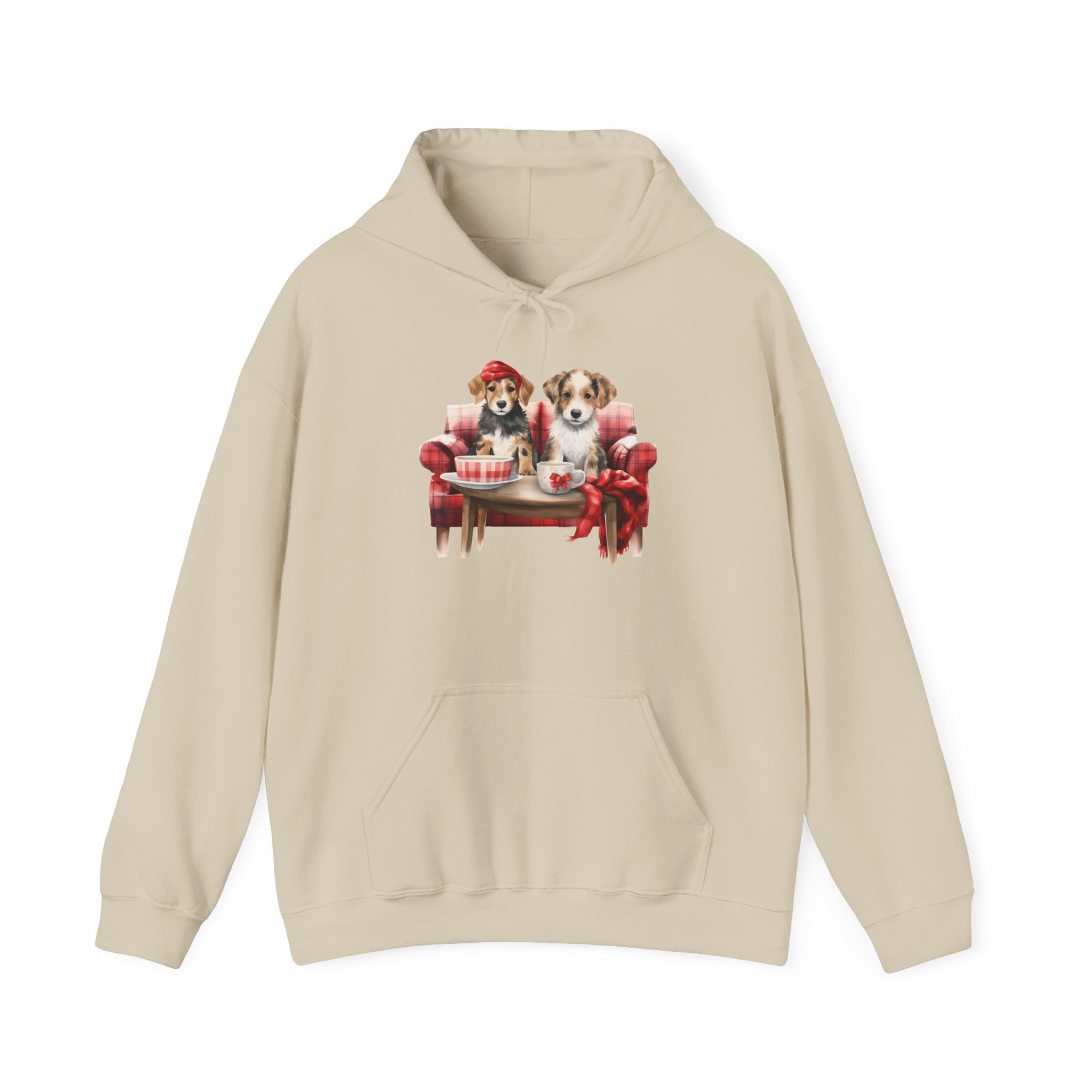 Christmas Hoodie - Festive Puppies on Sofa Design - Purrfect Pet Haven