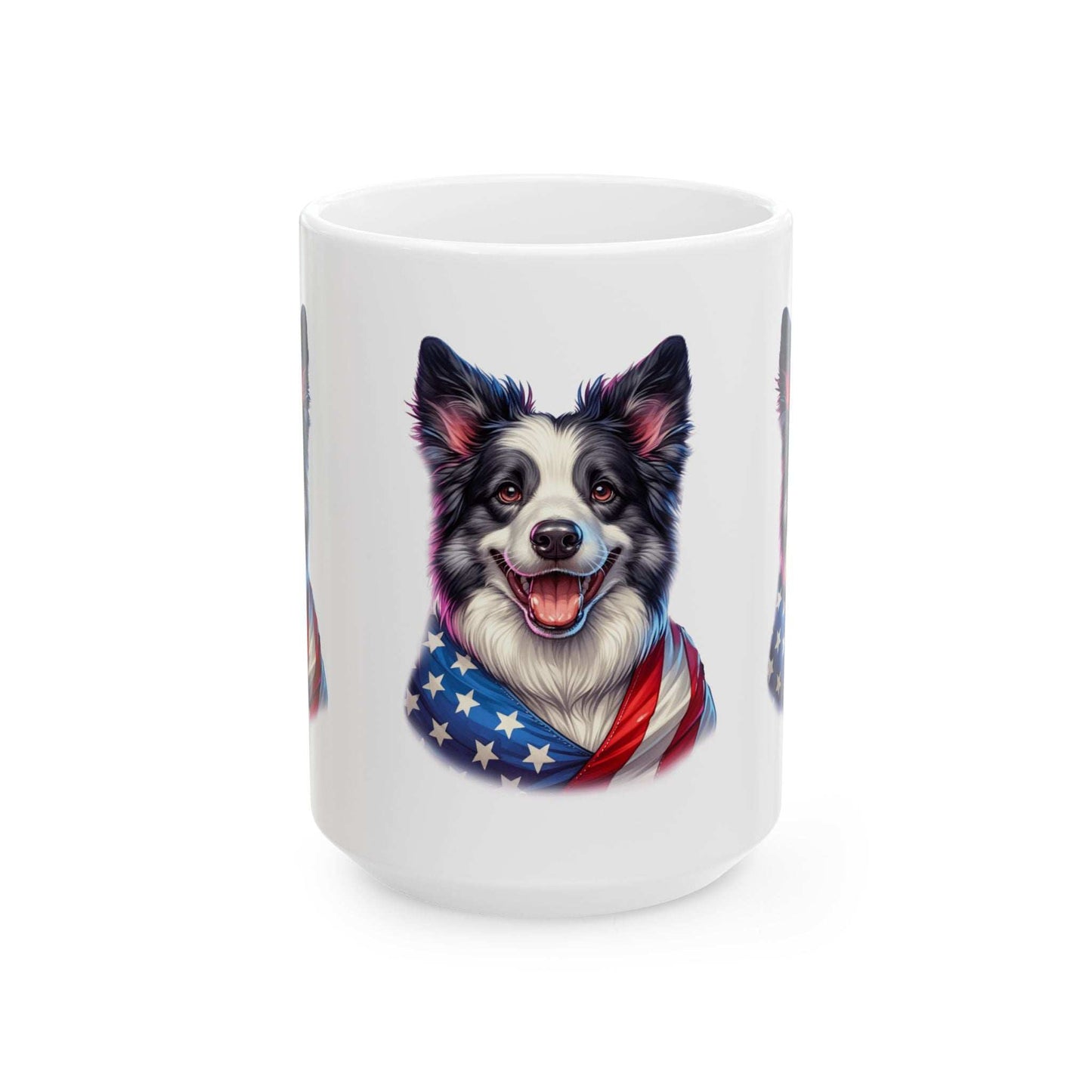 Border Collie Patriotic Dog Ceramic Mug - 11oz & 15oz | Purrfect Pet Haven