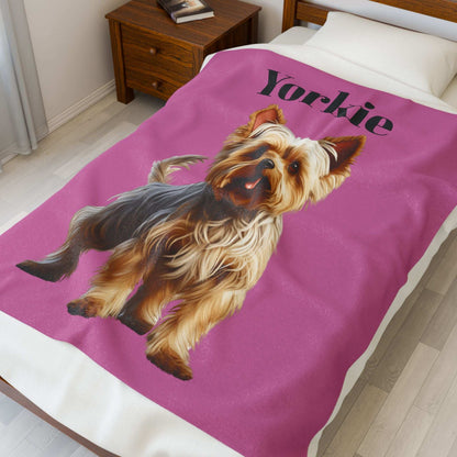 Yorkie Plush Blanket - Soft Velveteen Throw for Dog Lovers - Purrfect Pet Haven