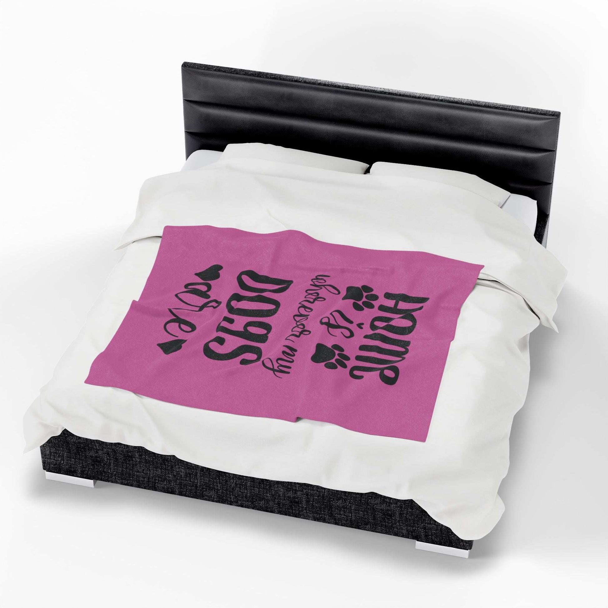 Cozy Pet Lover's Blanket - "Home is Wherever My Dogs Are" - Velveteen Plush - Purrfect Pet Haven