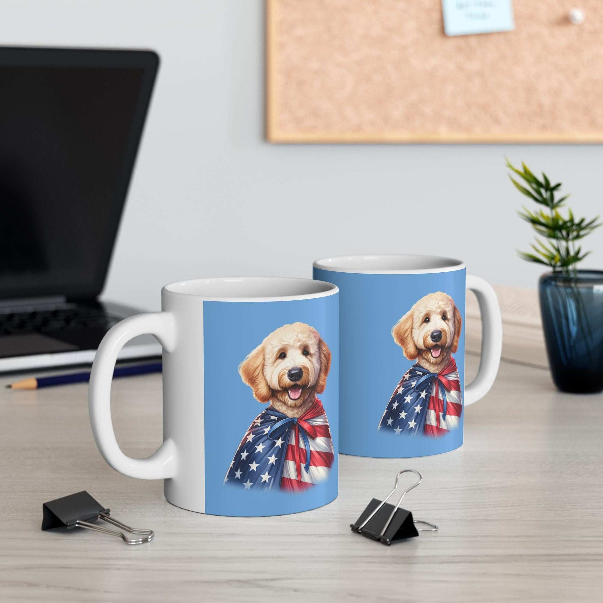 Patriotic Goldendoodle Dog Ceramic Mug - 11oz & 15oz - Purrfect Pet Haven
