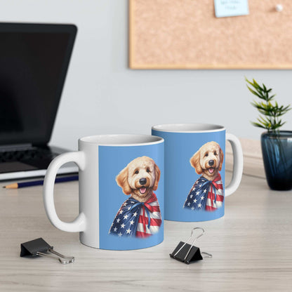 Patriotic Goldendoodle Dog Ceramic Mug - 11oz & 15oz - Purrfect Pet Haven