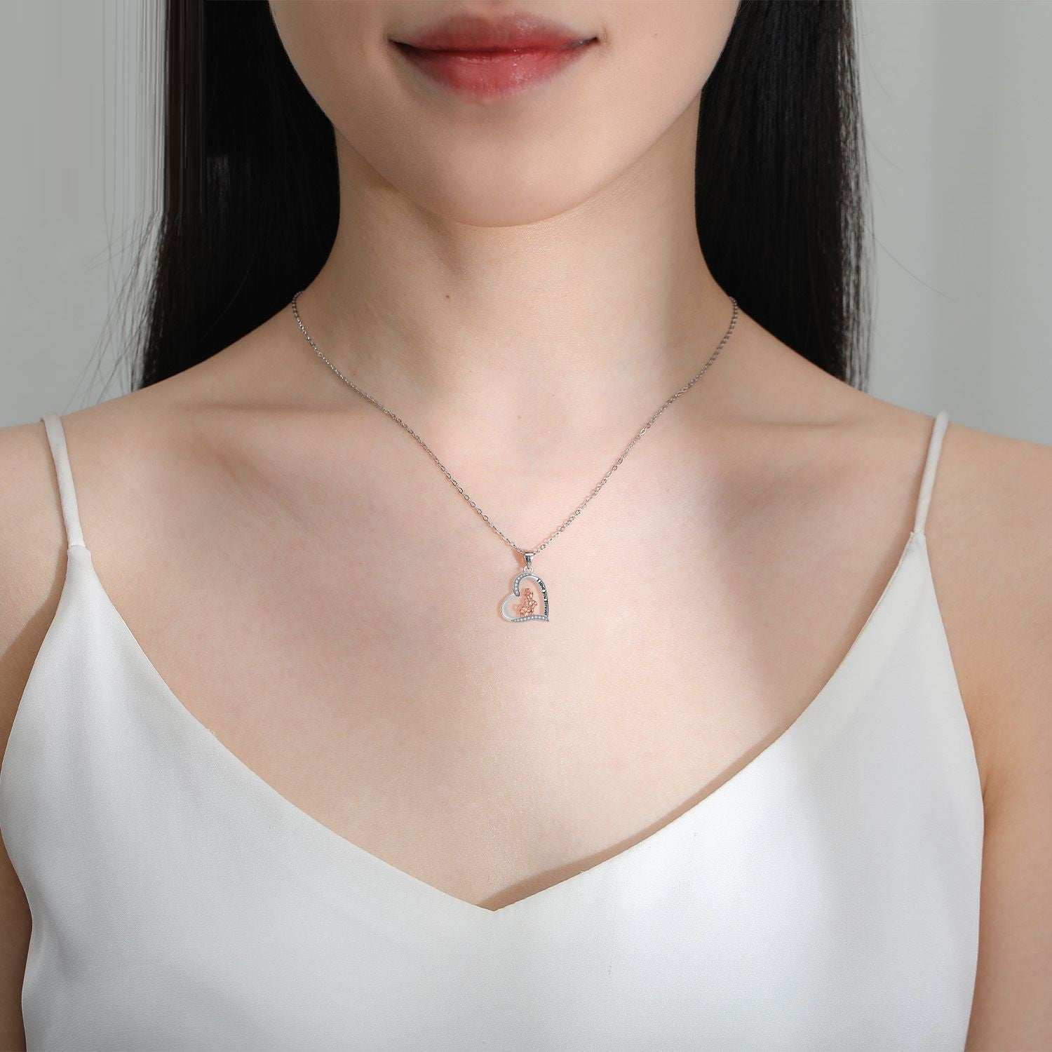 Love Heart Pendant Girl With Dog Necklace - Purrfect Pet Haven