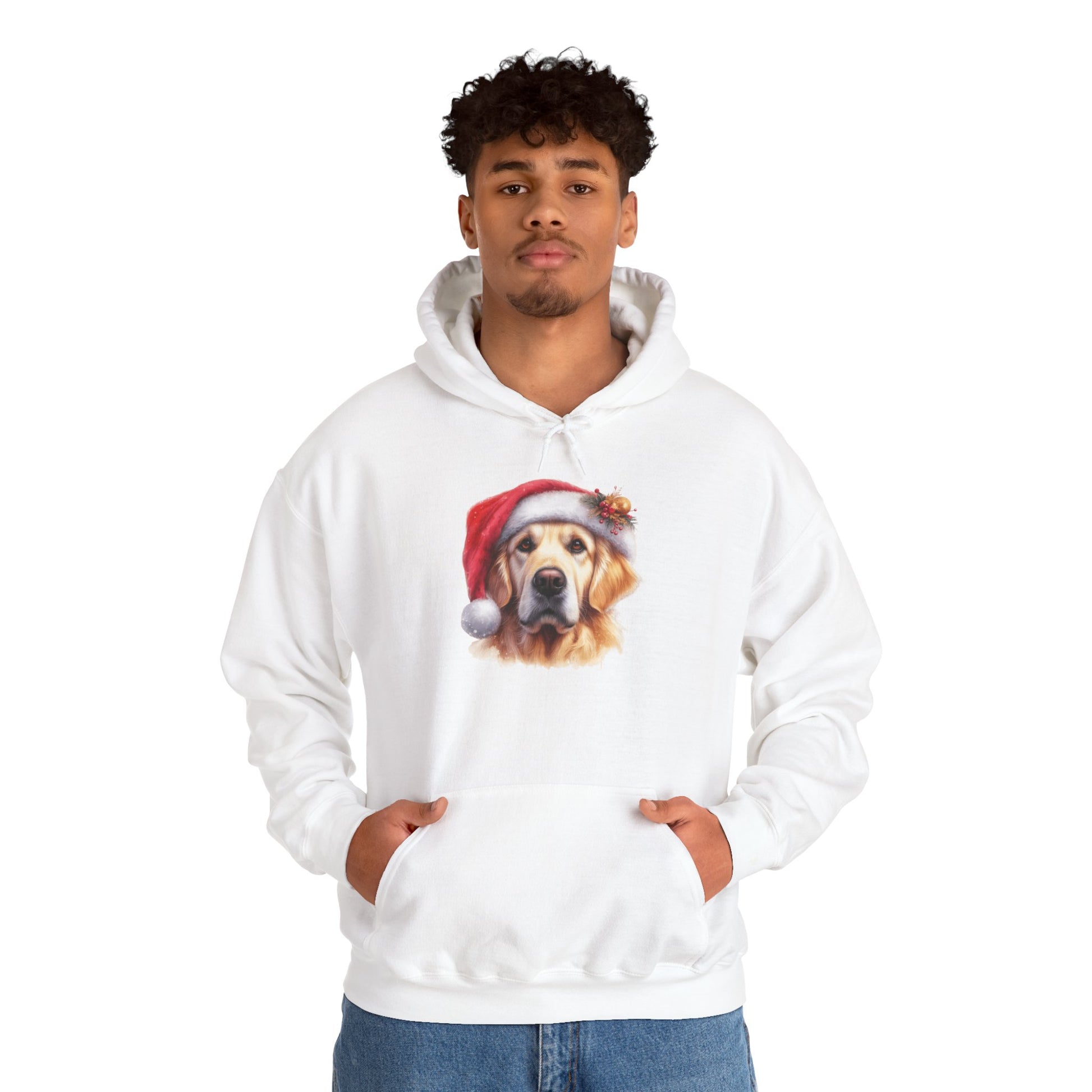 Christmas Hoodie - Golden Retriever in Santa Hat - Purrfect Pet Haven