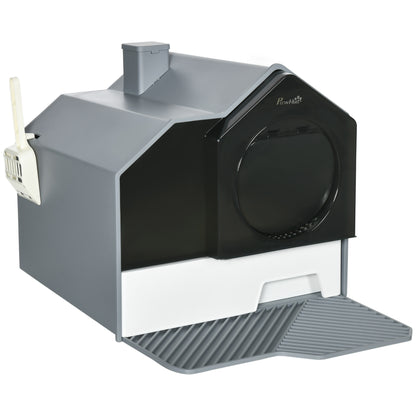 Hooded Cat Litter Box with Drawer & Mat - Odor Control - Purrfect Pet Haven