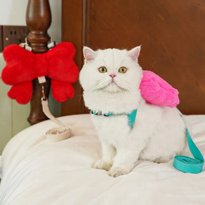Bow Backpack Harness - Cute Pet Chest Strap Leash Set - Purrfect Pet Haven