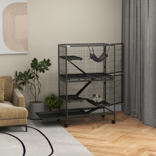 5-Tier Ferret Cage - 50" Tall with Rolling Wheels - Purrfect Pet Haven