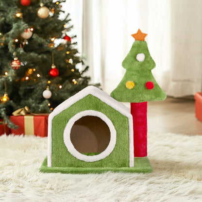 Cat House Christmas Tree - Feline Holiday Hideaway