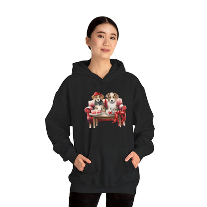 Christmas Hoodie - Festive Puppies on Sofa Design - Purrfect Pet Haven