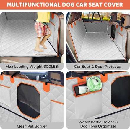 Dog Backseat Extender, Car Seat Cover With A Hard Bottom That Can Withstand 400 Pounds, Sturdy Waterproof Dog Hammock - Purrfect Pet Haven