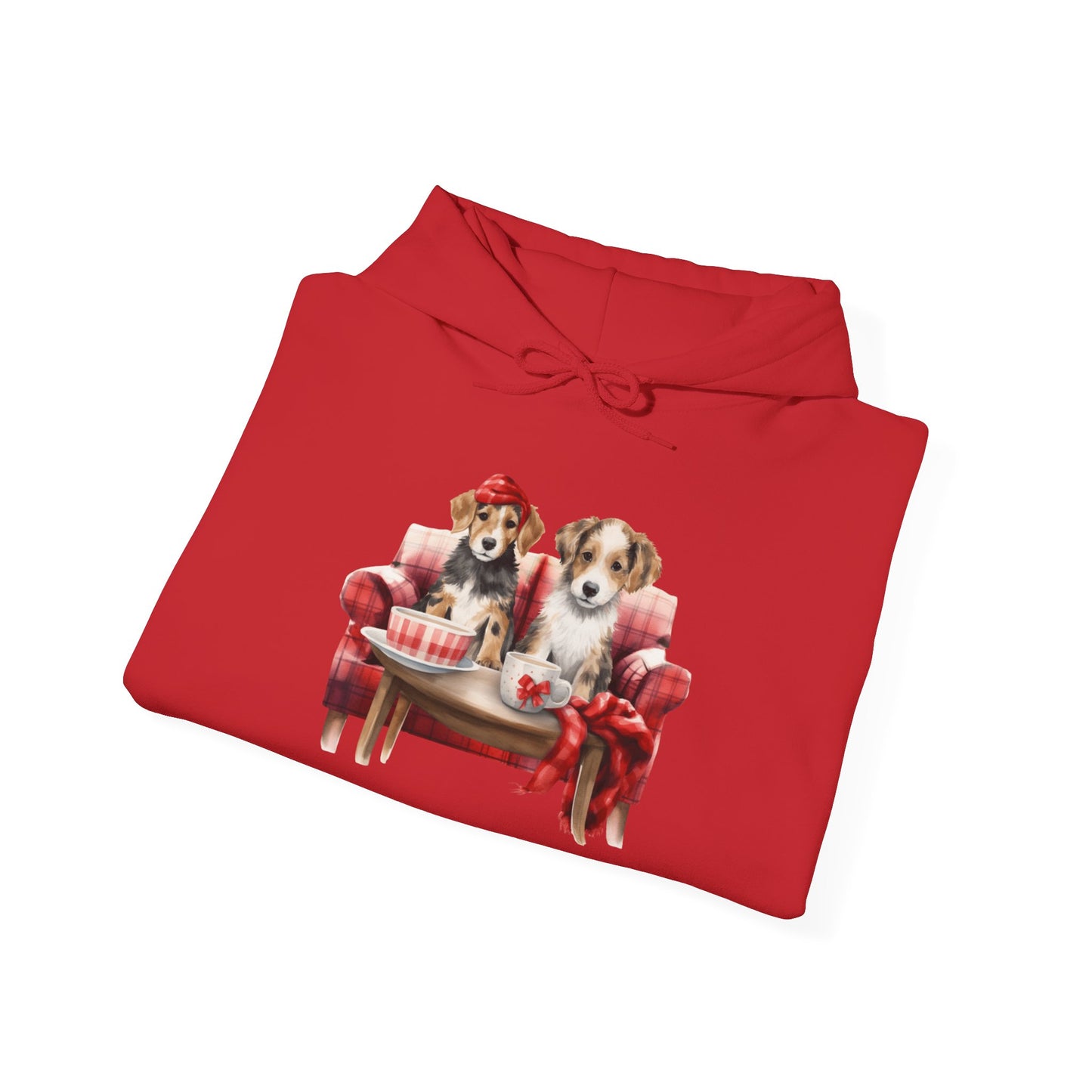 Christmas Hoodie - Festive Puppies on Sofa Design - Purrfect Pet Haven