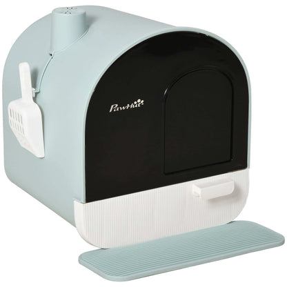 Cat Litter Box With Lid, Indoor Cat With Tray, Spoon, Strainer - Purrfect Pet Haven