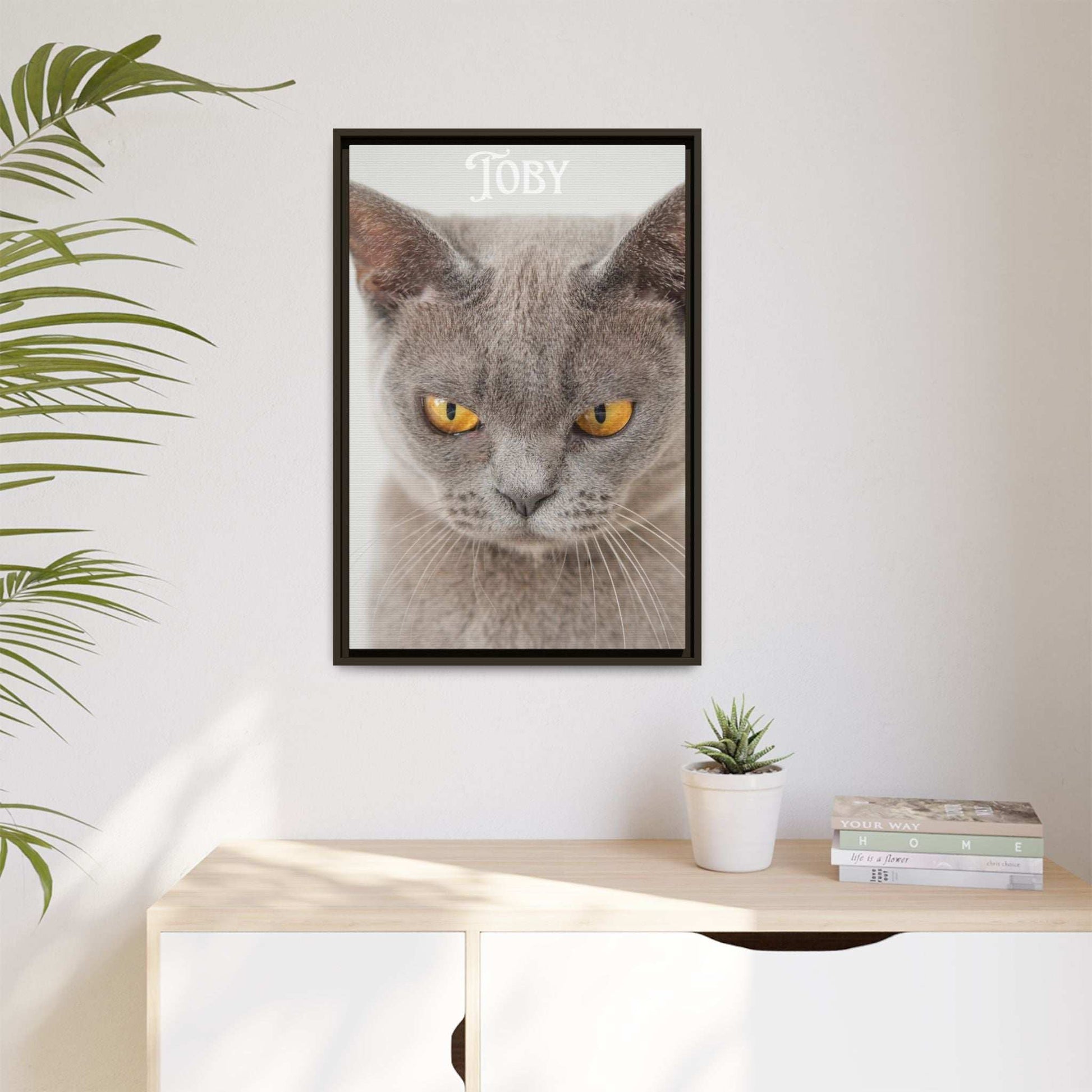 Personalized Photo Wall Art - Framed Matte Canvas Print for Pet Lovers - Customizable Name Print | Purrfect Pet Haven