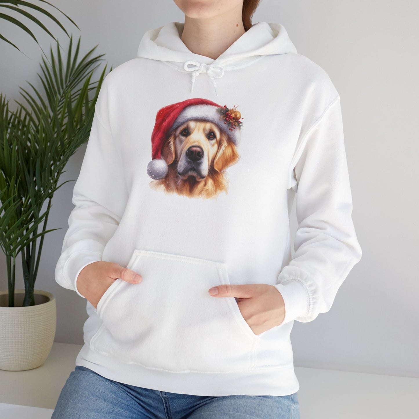 Christmas Hoodie - Golden Retriever in Santa Hat - Purrfect Pet Haven