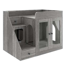 GO Cat Litter Box Enclosure With Light , Hidden Litter Box Furniture With 2 Storage Drawers, Indoor Cat House Side Table For Living Room - Purrfect Pet Haven