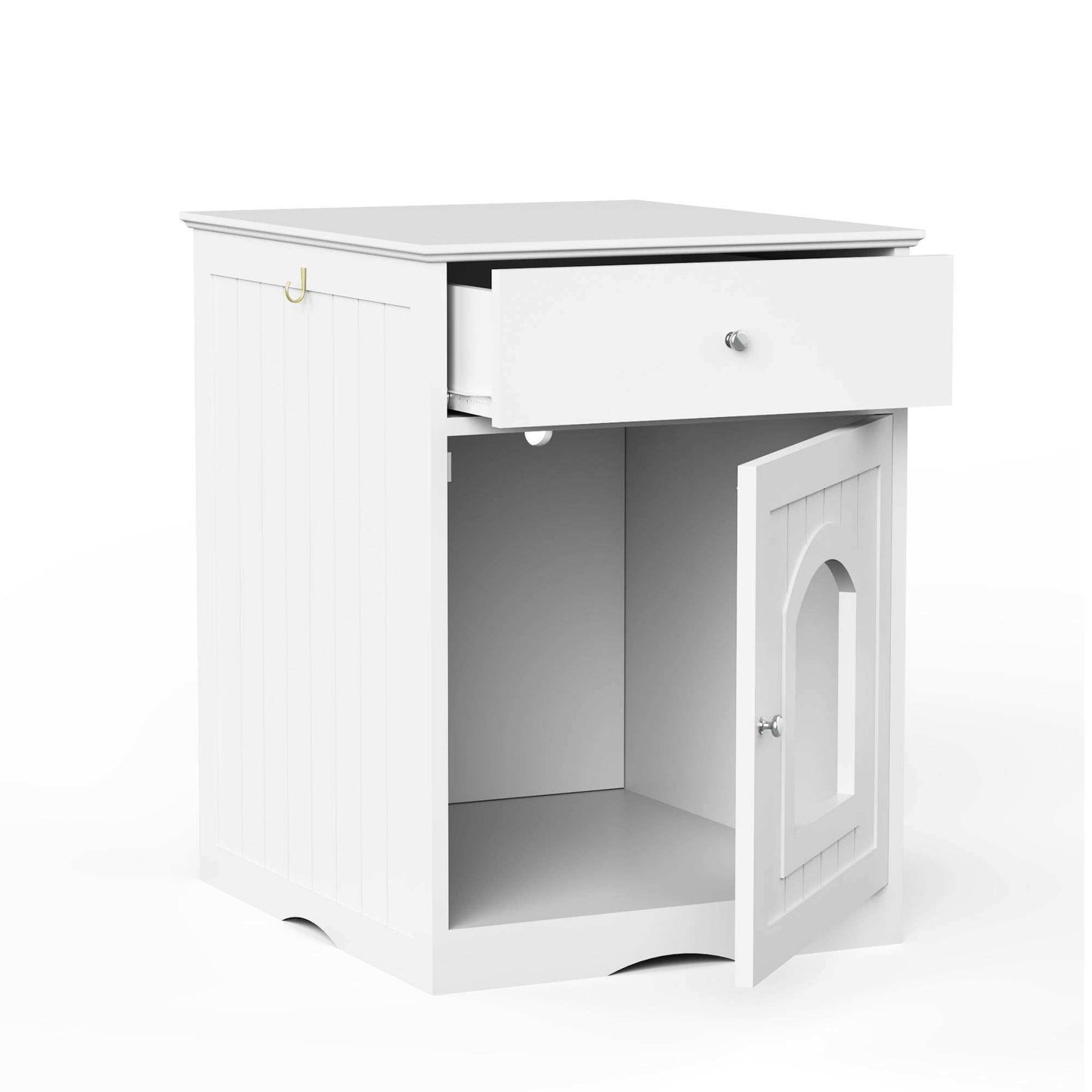 Wooden Pet House Cat Litter Box Enclosure With Drawer Side Table Cat Home Nightstand - Purrfect Pet Haven