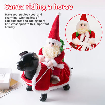 Funny Christmas Dog Costume - Santa Riding Pet Outfit for Small/Large Dogs | Holiday & New Year Gift