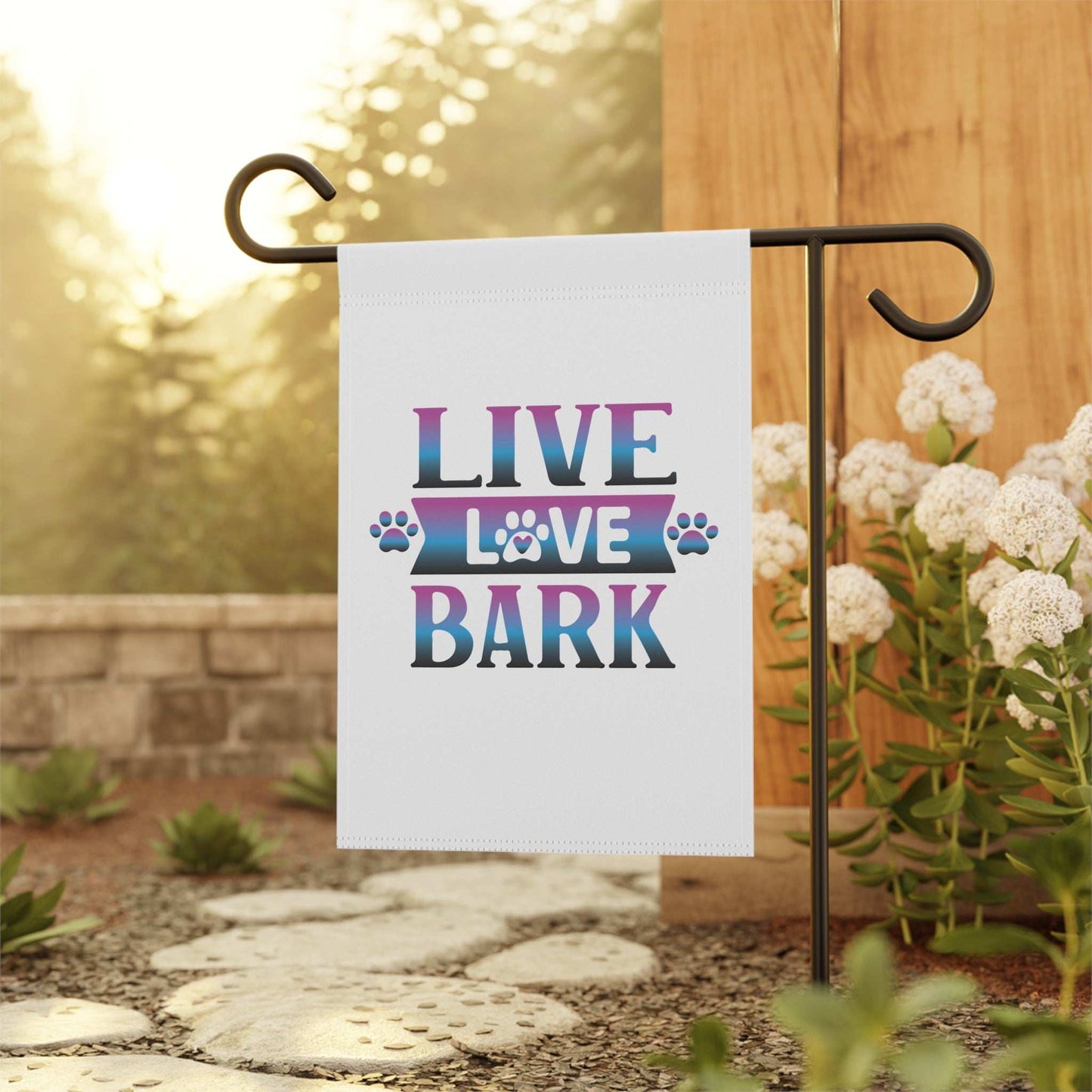 Dog Lovers Garden Banner - 'Live Love Bark' Decorative Flag - Purrfect Pet Haven
