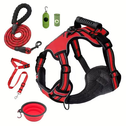 Tactical Dog Harness Set with Car Seat Belt & Travel Bowl - Purrfect Pet Haven