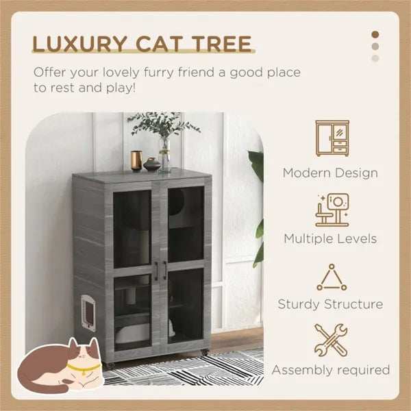 Ultimate Cat Tree Villa Apartment with Wheels - Premium Mobile Cat Furniture - Purrfect Pet Haven