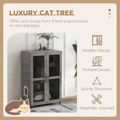 Ultimate Cat Tree Villa Apartment with Wheels - Premium Mobile Cat Furniture - Purrfect Pet Haven