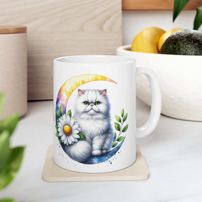 Whimsical Floral Cat Ceramic Mug - 11oz & 15oz - Purrfect Pet Haven