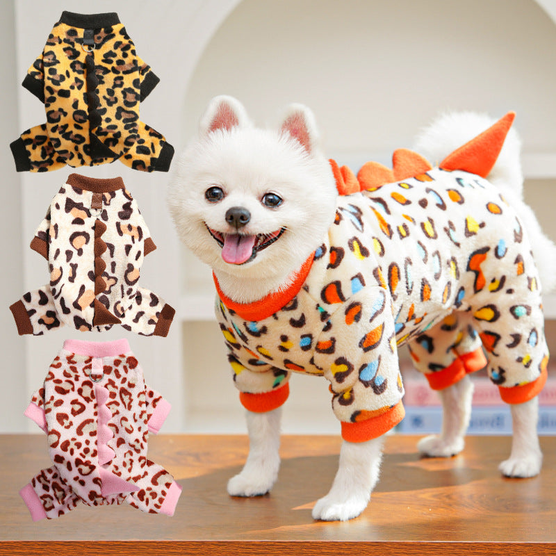 Dino Roar Fleece - Leopard Print Dog Hoodie - Purrfect Pet Haven