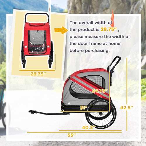Pet Bike Trailer & Stroller - 2-in-1 for Small Dogs - Purrfect Pet Haven
