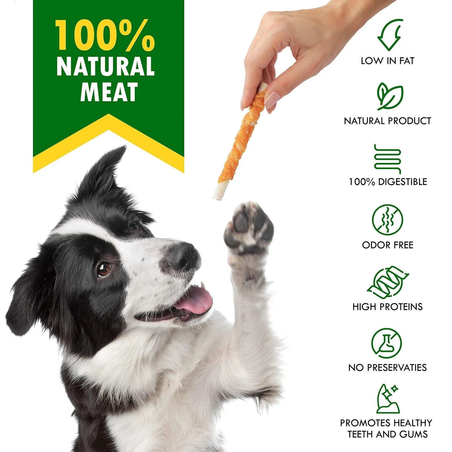 Dog Sticks Wrapped With Chicken & Pet Natural Chew Treats Grain Free Organic Meat & Human Grade Dried Snacks In Bulk For Training Small & Large Dogs - Purrfect Pet Haven