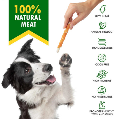 Dog Sticks Wrapped With Chicken & Pet Natural Chew Treats Grain Free Organic Meat & Human Grade Dried Snacks In Bulk For Training Small & Large Dogs - Purrfect Pet Haven