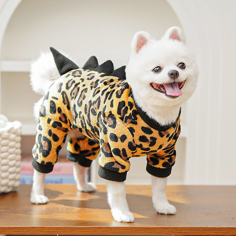 Dino Roar Fleece - Leopard Print Dog Hoodie - Purrfect Pet Haven
