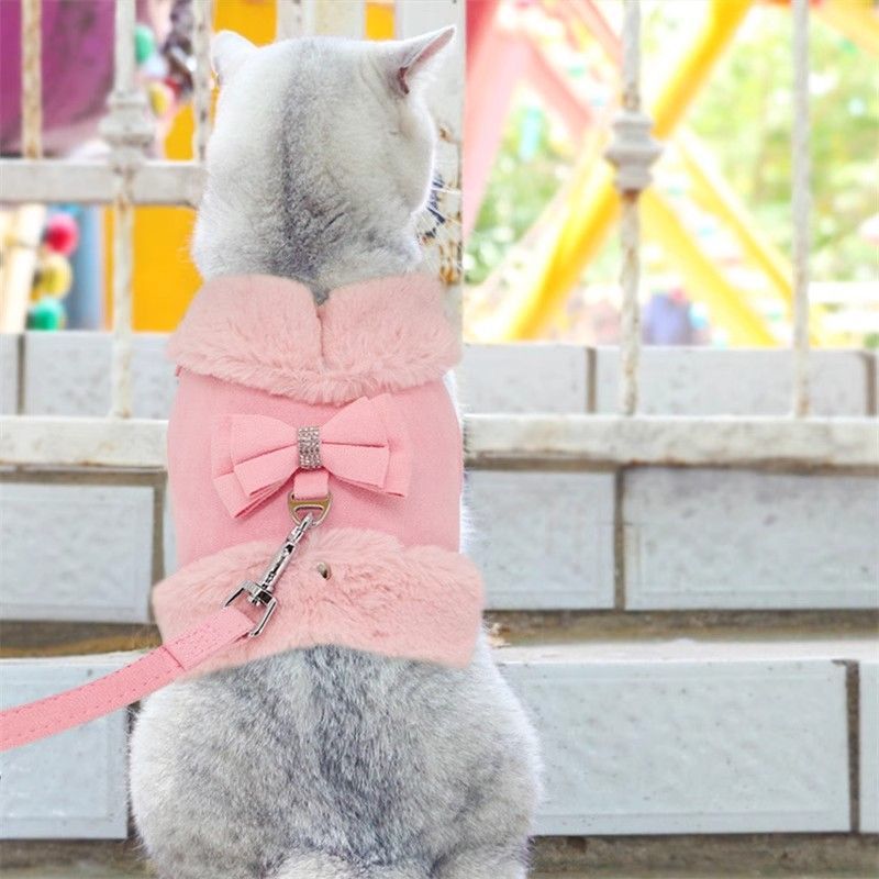 Bow Tie Puppy Harness - Warm Padded Dog Leash Set - Purrfect Pet Haven